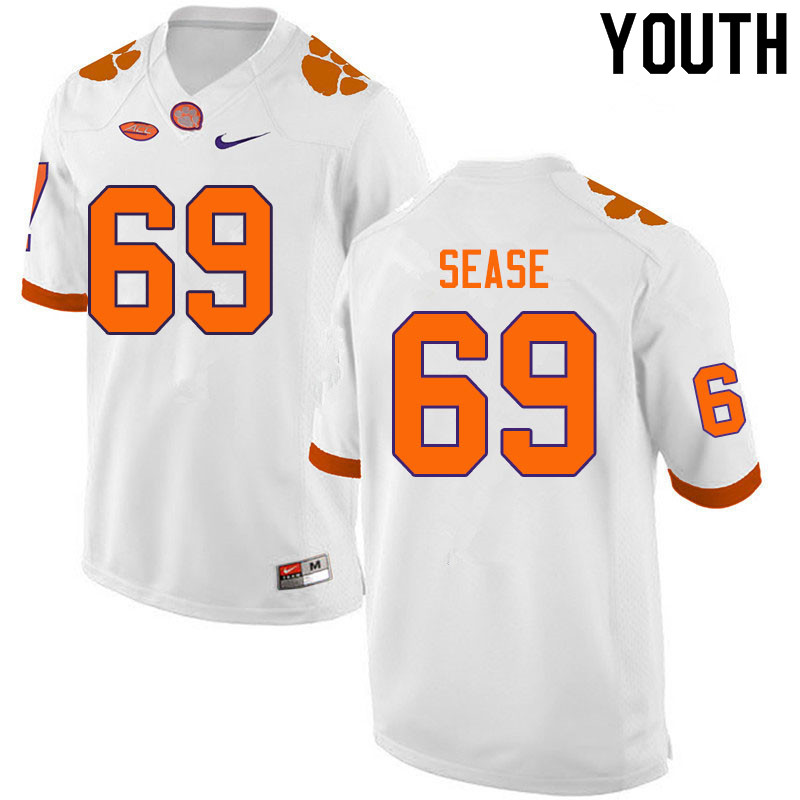 Youth #69 Marquis Sease Clemson Tigers College Football Jerseys Sale-White